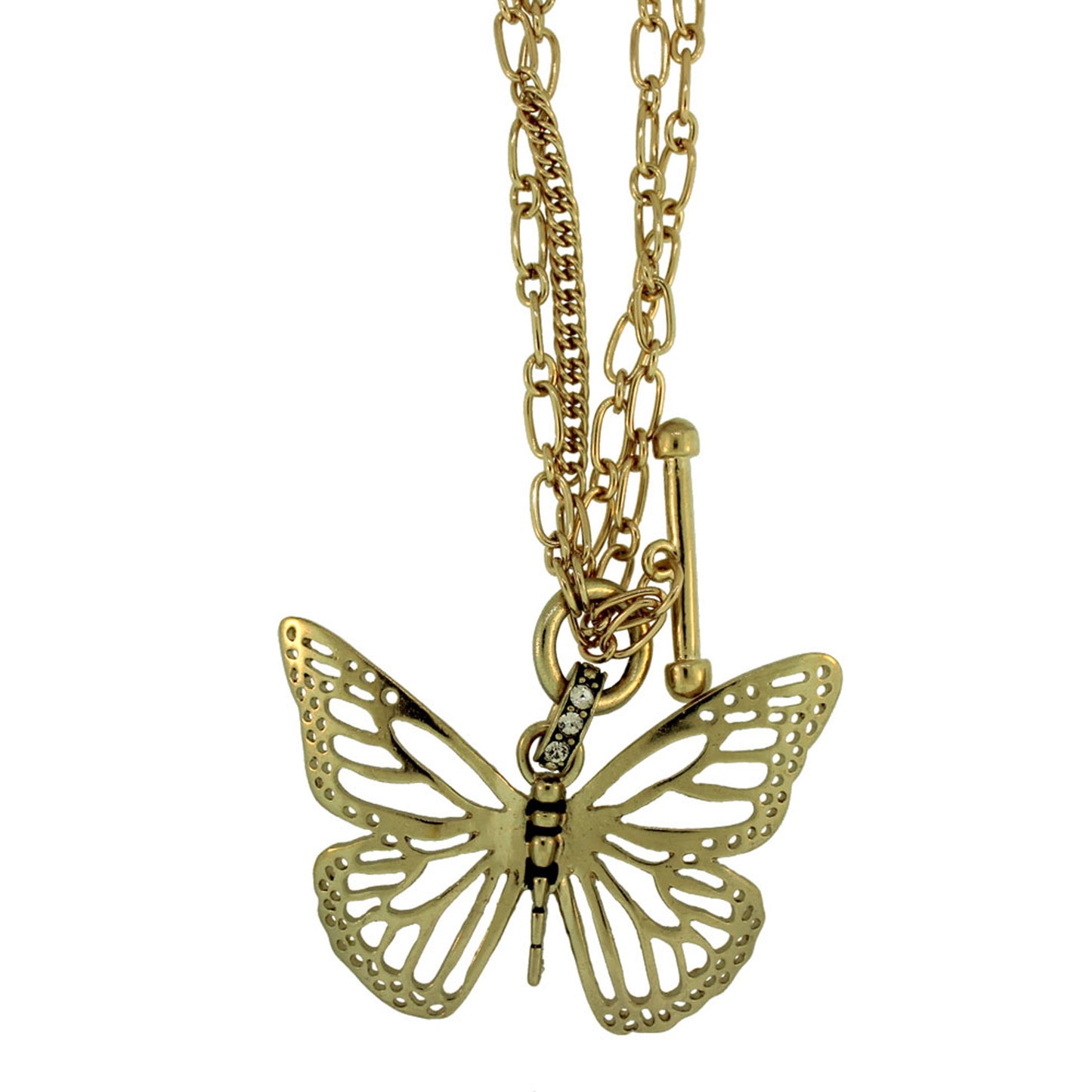 18 inch 50X65mm Zinc Alloy Gold Plated Butterfly Necklace
