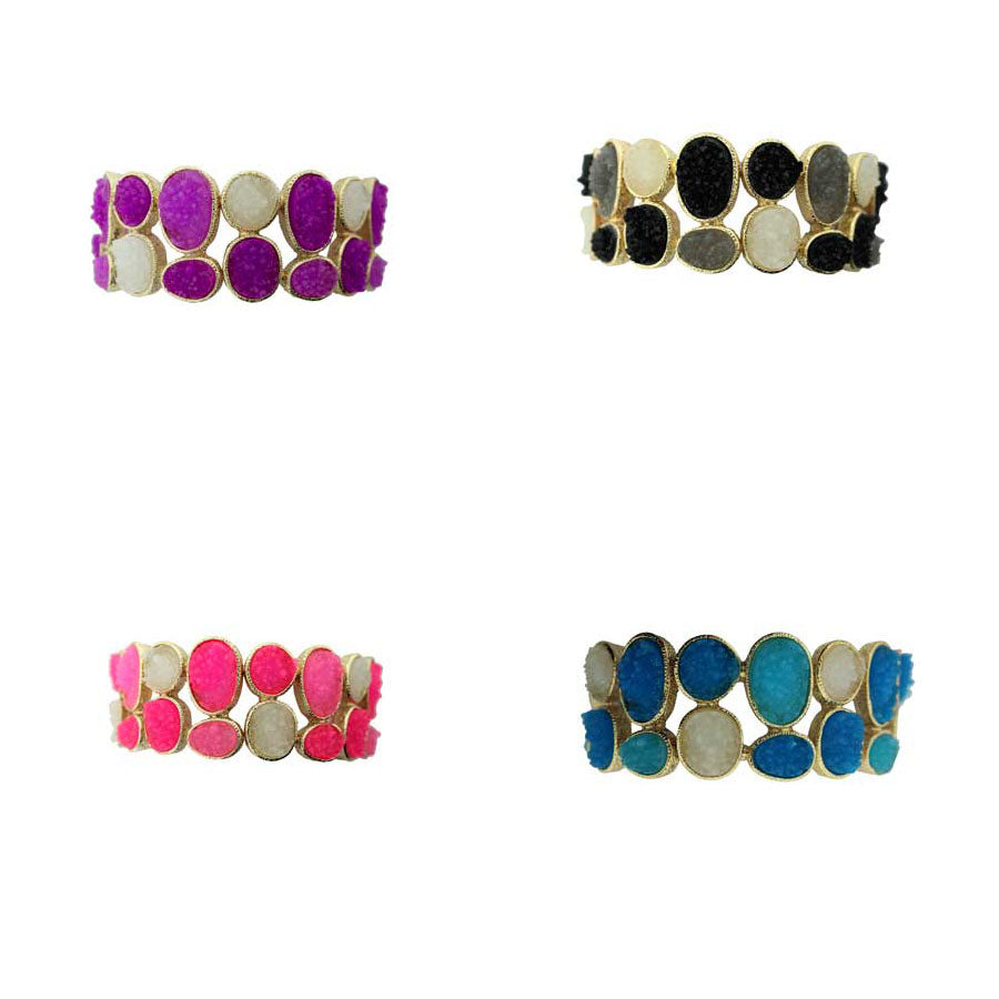 Zinc Alloy Gold Plated Druzy Bracelets