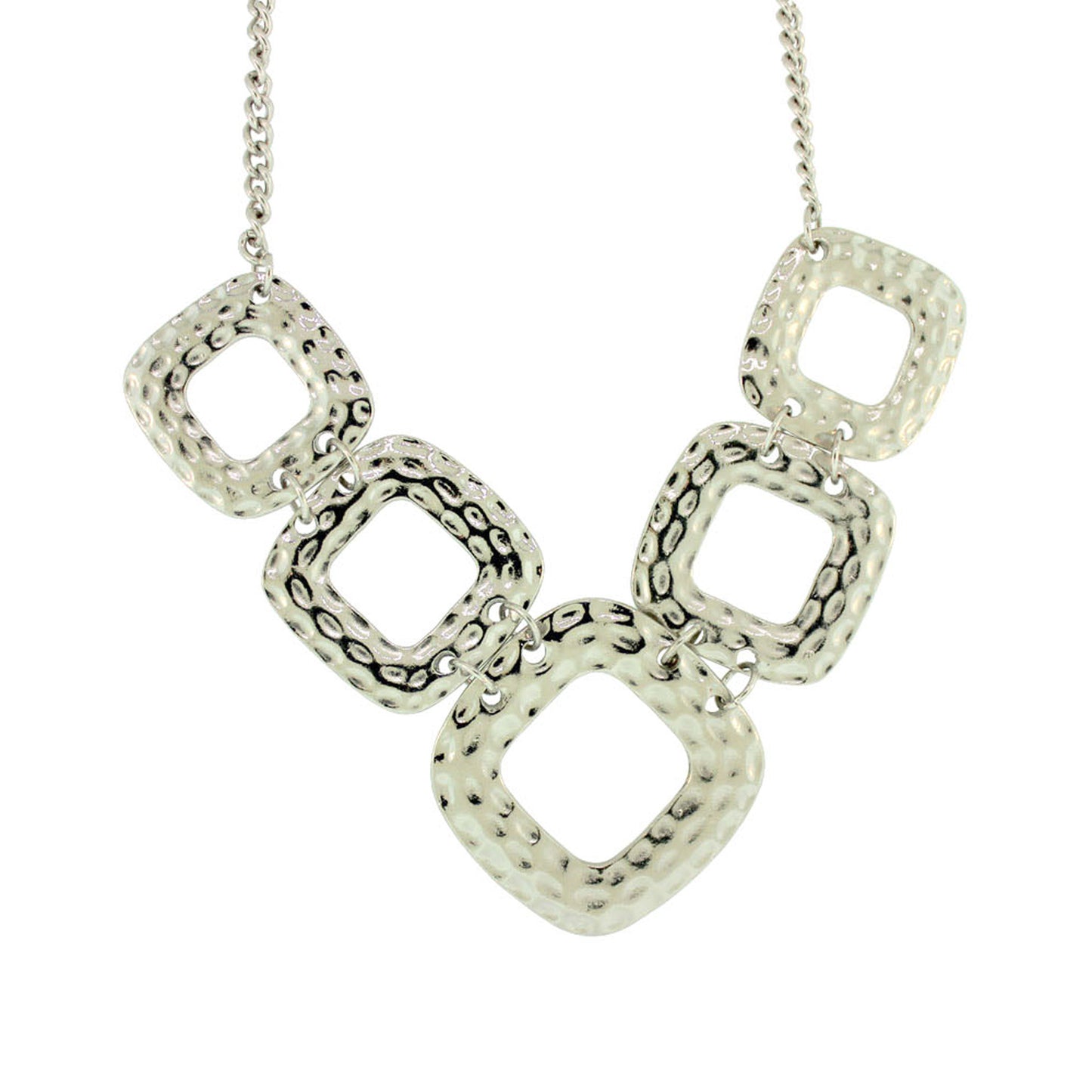 Zinc Alloy Rhodium Plated Diamond Donut Necklace