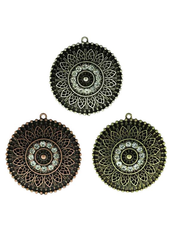 25mm Zinc Alloy Burnished Gold Finish Pendants