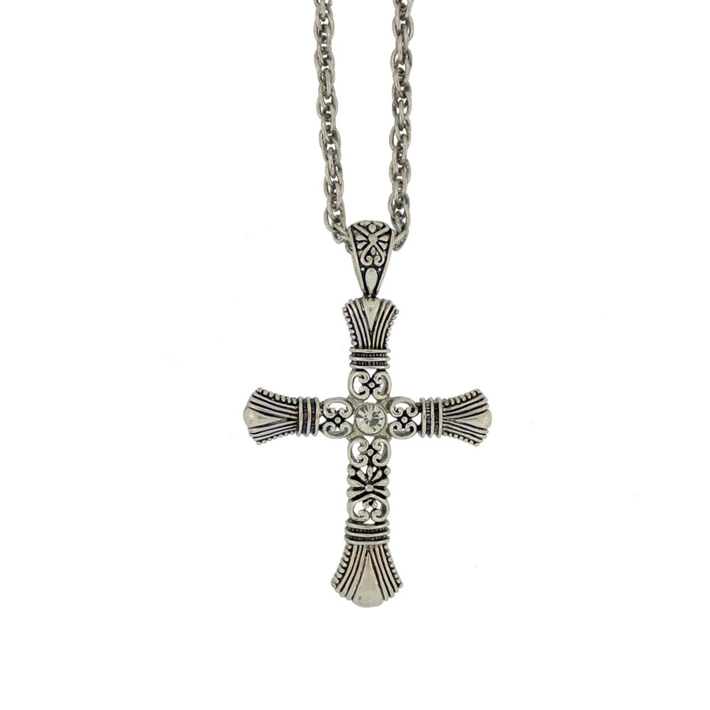 Zinc Alloy Silver Plated Cross Necklace