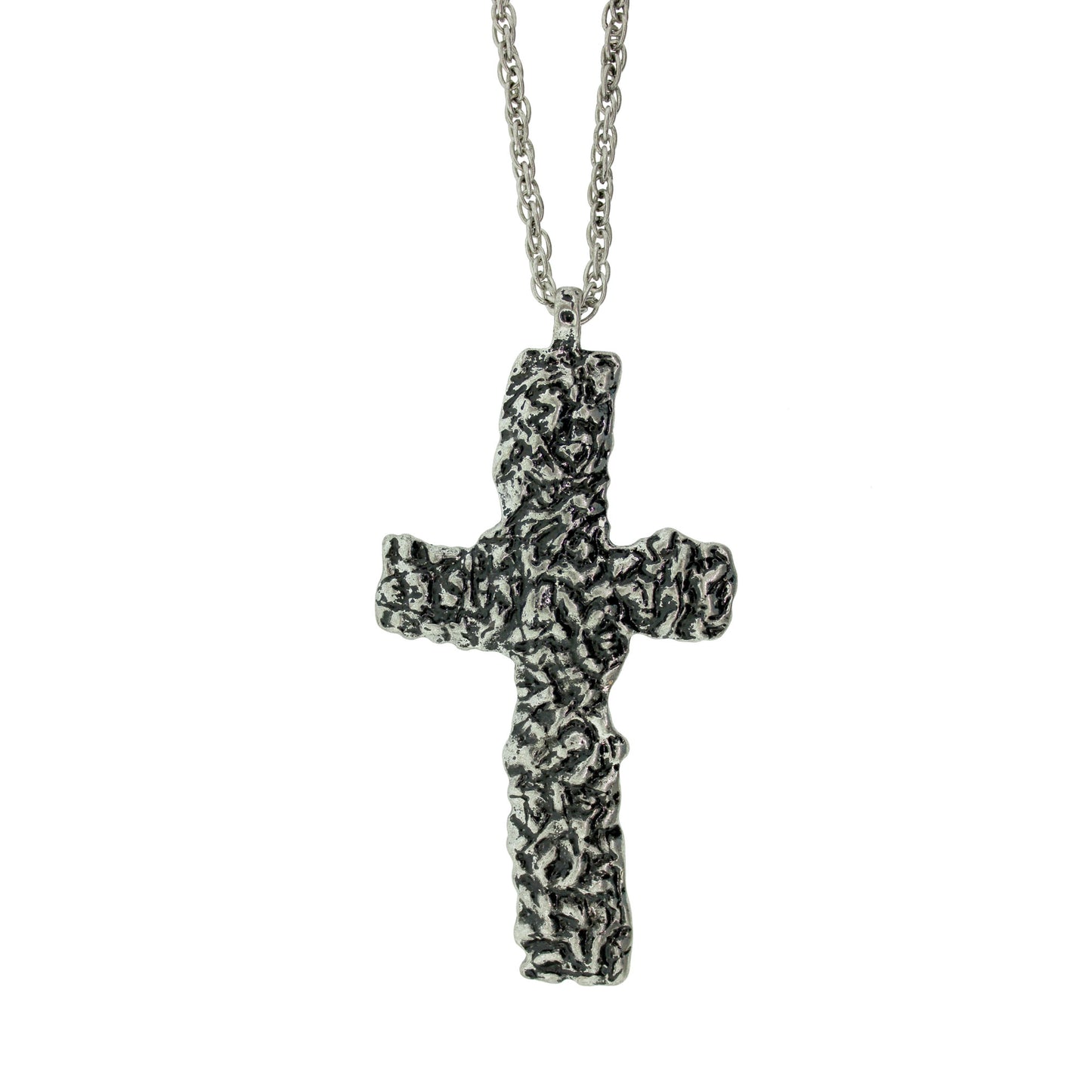 18 inch Zinc Alloy Oxidized Metal Finish Cross Necklace