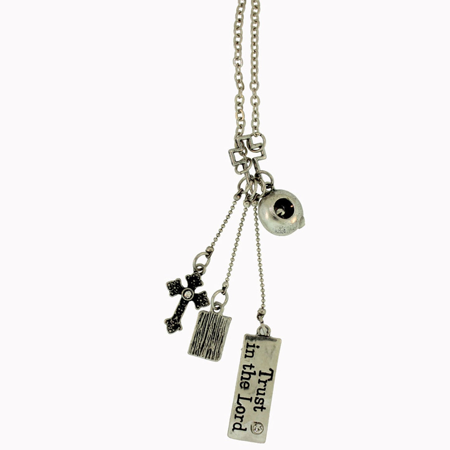Zinc Alloy Silver Plated Etched Necklace