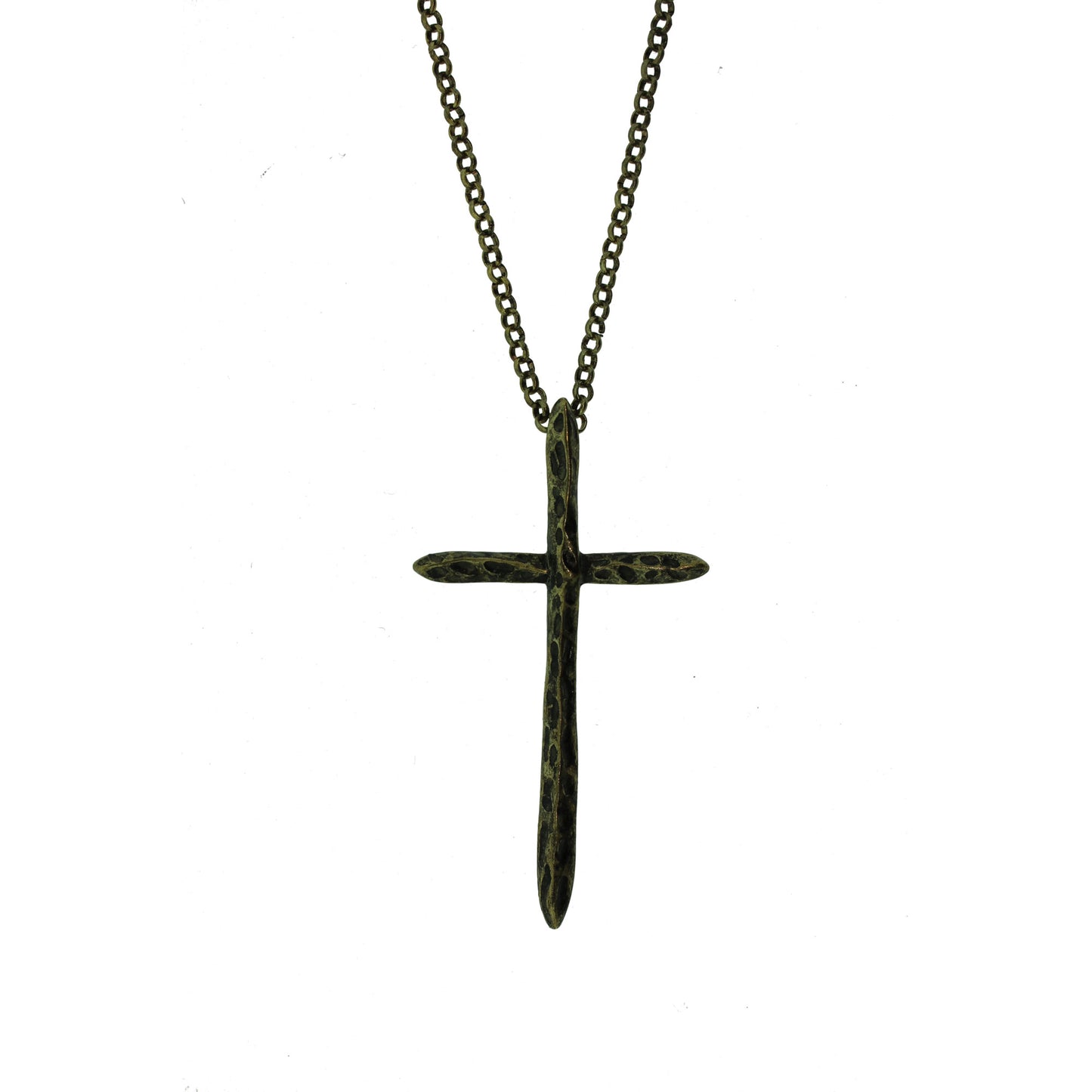 18 inch Zinc Alloy Oxidized Metal Finish Cross Necklace