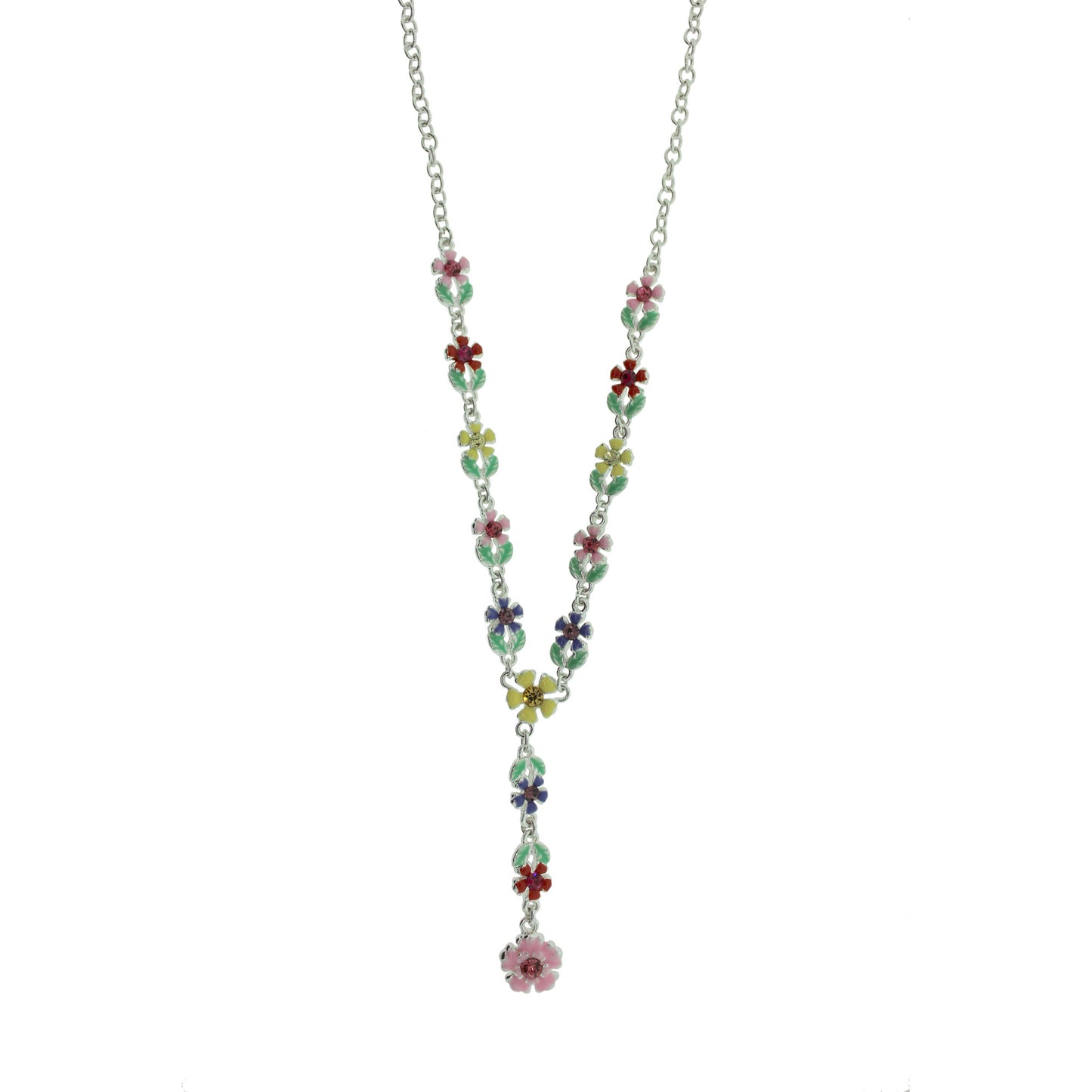 18 inch Zinc Alloy Silver Plated Flower Necklace