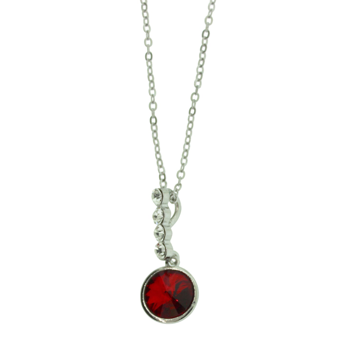 18 inch Zinc Alloy Rhodium Plated Stone Necklace