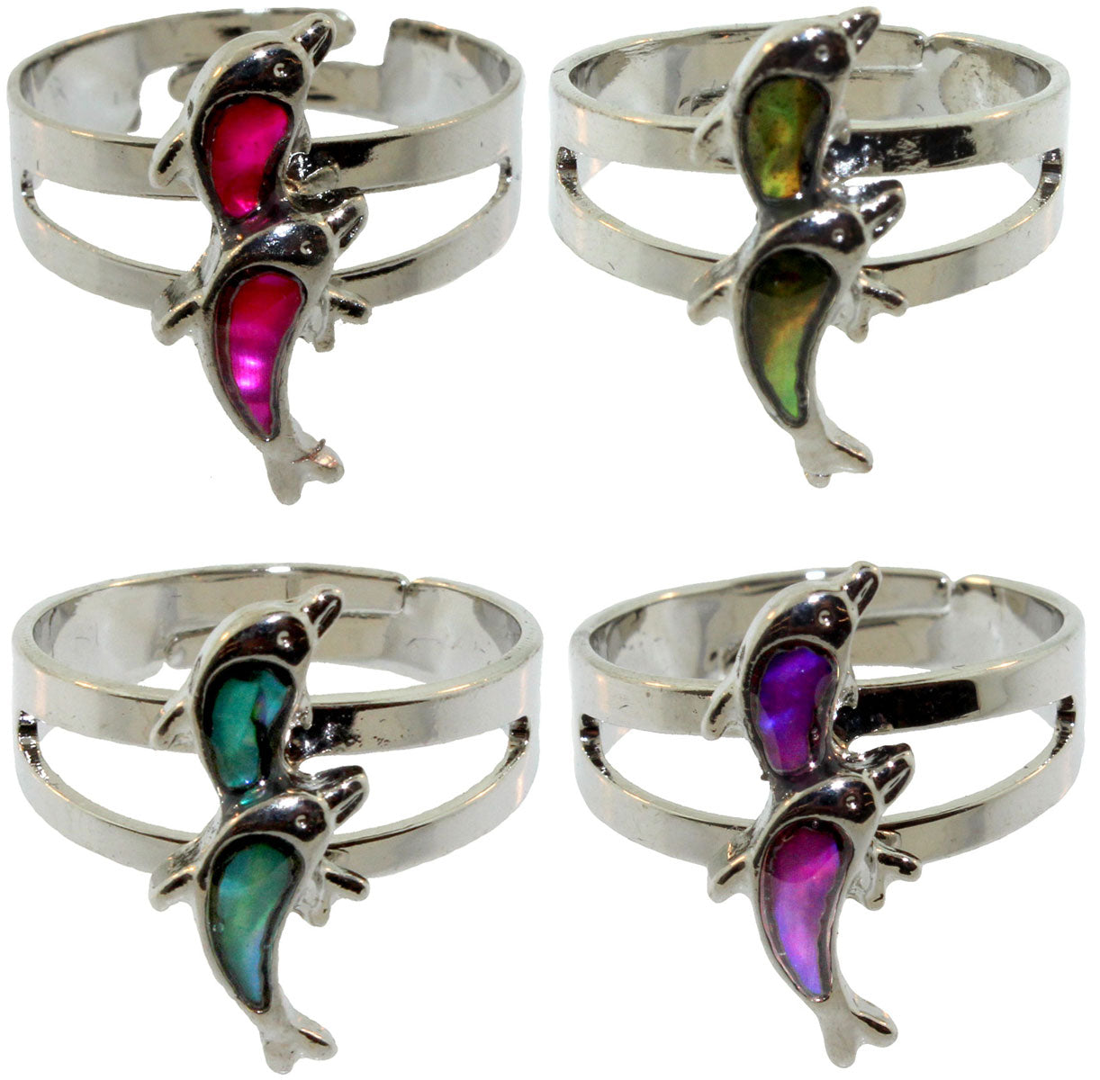 Zinc Alloy Silver Plated 2 Dolphins Rings