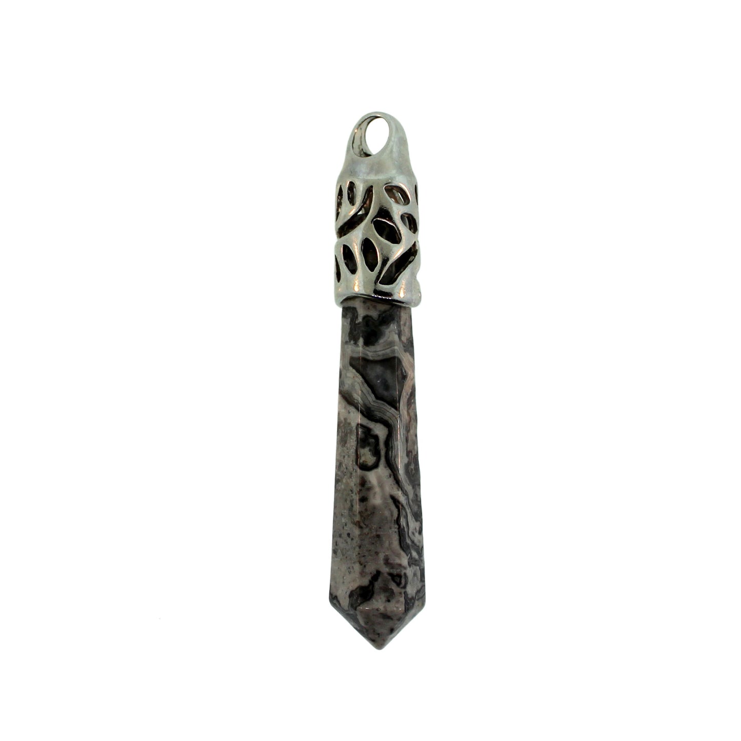 62mm Crazy Lace Jasper Inlay Cap Taper Point Pendants