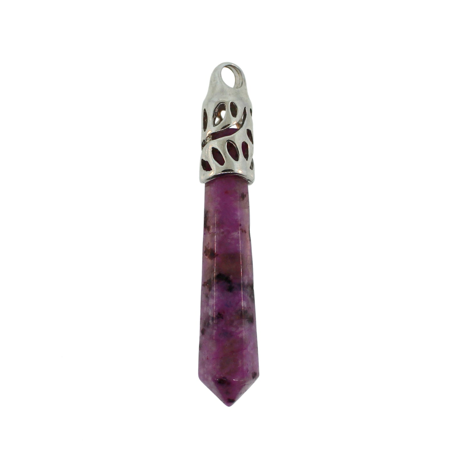62mm Purple Quartz Glass Inlay Cap Taper Point Pendants