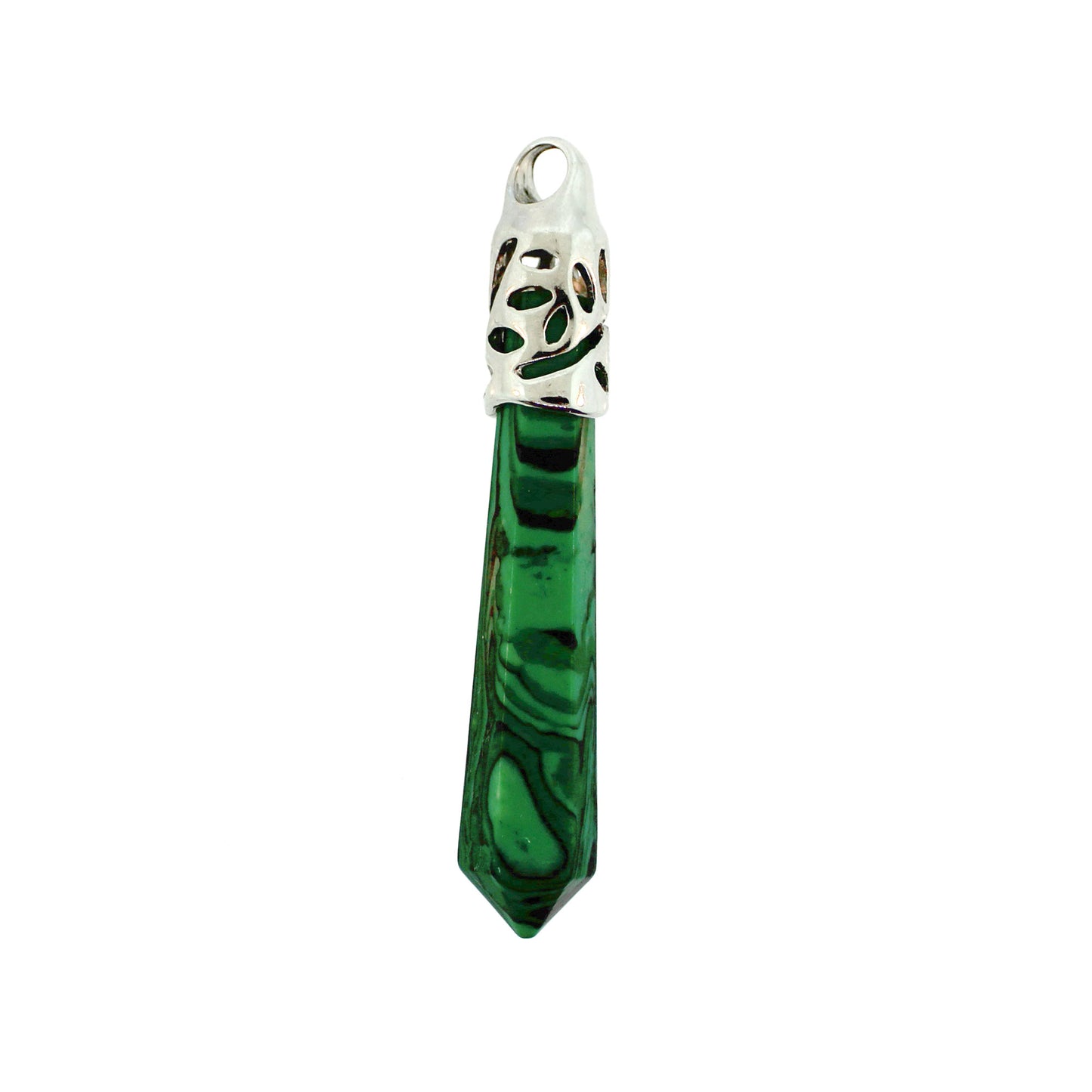 62mm Synthetic Malchite Inlay Cap Taper Point Pendants