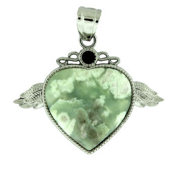 50X42mm Peace Jasper Angel Wing & Heart Pendants