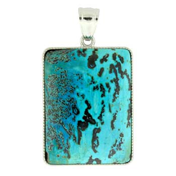 32X47mm Blue Paint Brush Jasper Rectangle Pendants