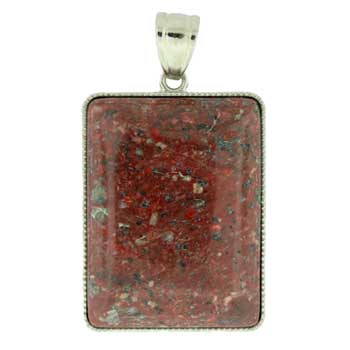 32X47mm Blood Poppy Stone Rectangle Pendants