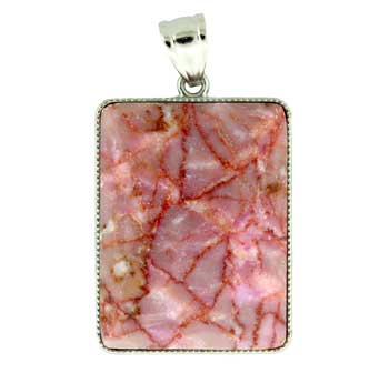 32X47mm Pink Matrix Stone Rectangle Pendants