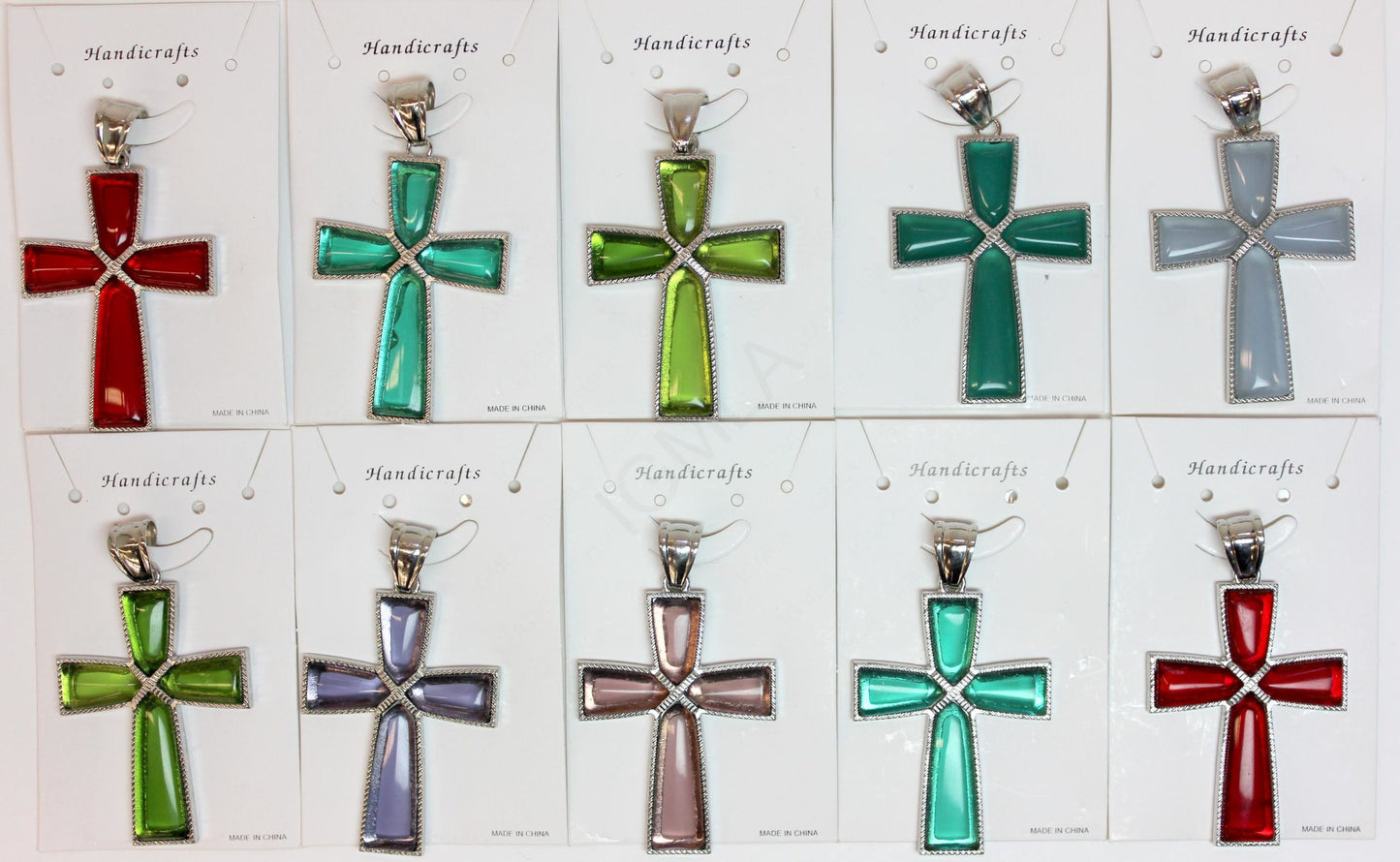 35X51mm Assorted Color Glassquartz Cross Pendants