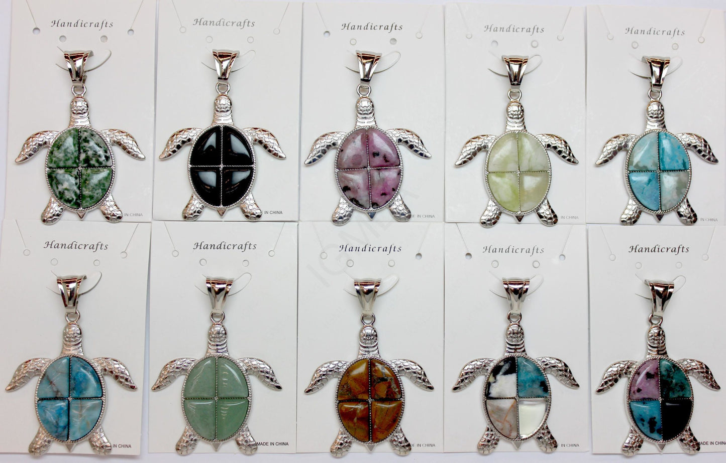 42X48mm Assorted Stone Swimming Turtle Pendants