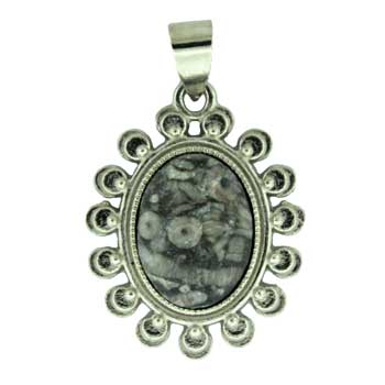 23X30mm Insect Fossil Jasper Oval Pendants
