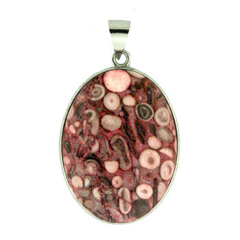 32X47mm Pink Ocean Fossil Jasper Oval Pendants