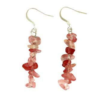 Cherry Quartz Glass Chip Earrings