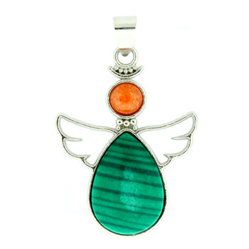28X38mm Synthetic Malachite Angel Pendants