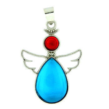 28X38mm Blue Topaz Quartz Glass Angel Pendants