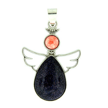28X38mm Blue Goldstone Man Made Angel Pendants