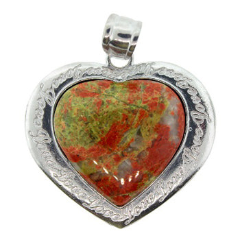 42mm Unakite Heart Pendants