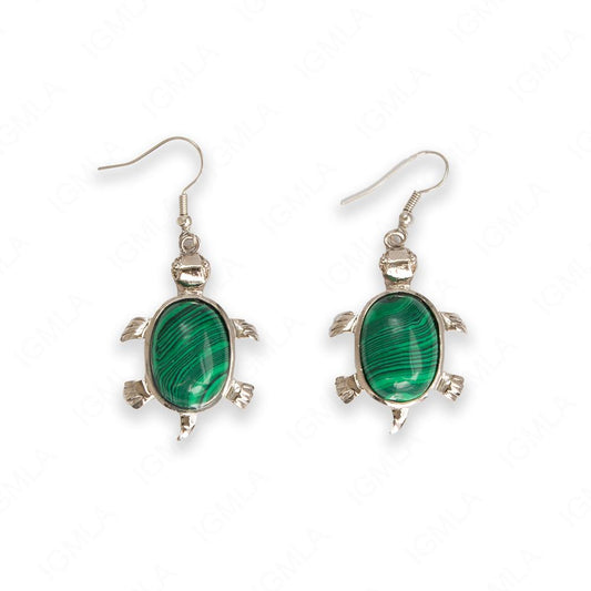 Synth. Malachite Oval Turtle Earrings