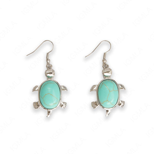 Turquoise Magnesite Oval Turtle Earrings