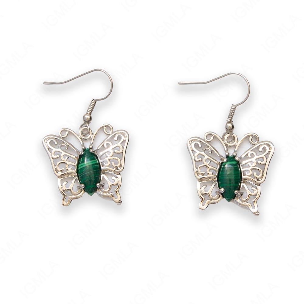Synthetic Malachite Butterfly Earrings
