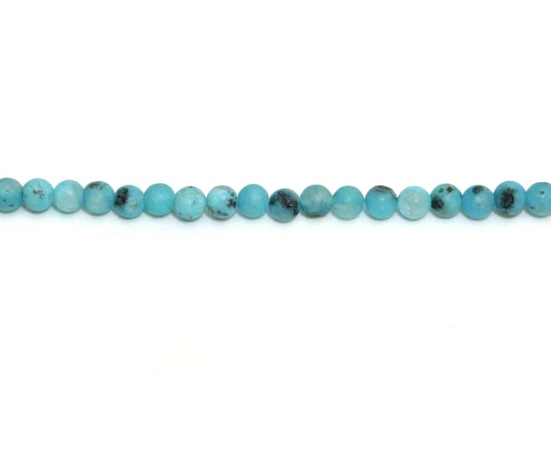 4mm Dyed Kiwi Aqua Round Matt Beads