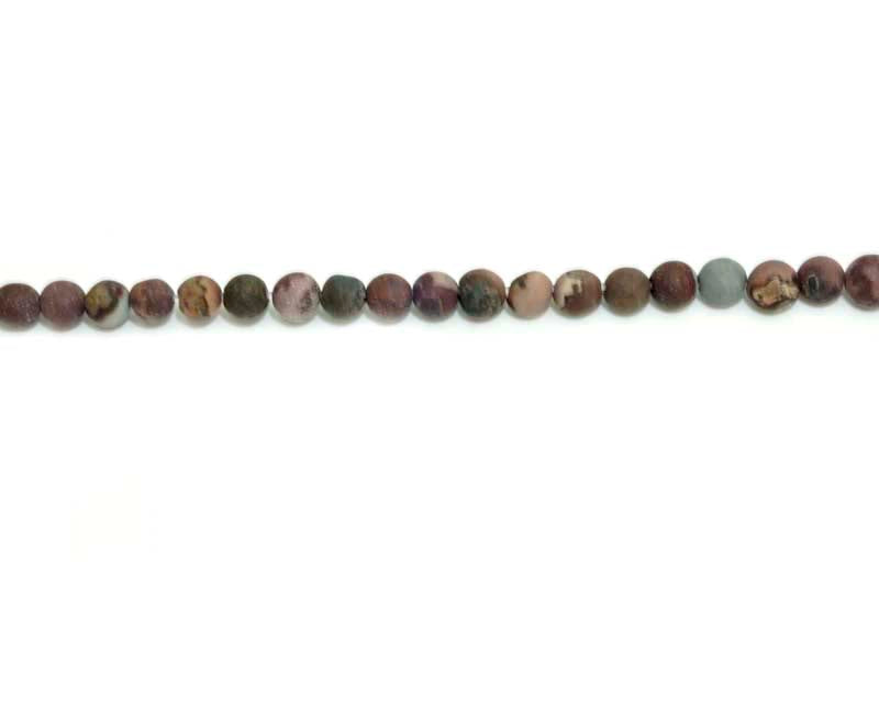 4mm Red Picture Jasper Round Matt Beads