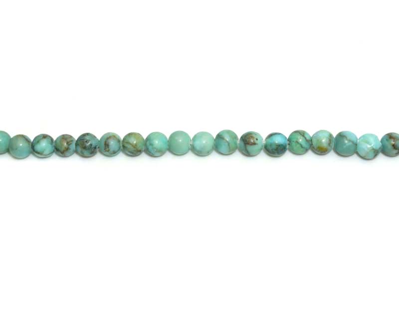 4mm Dyed Green Turquoise Stone Round Matt Beads