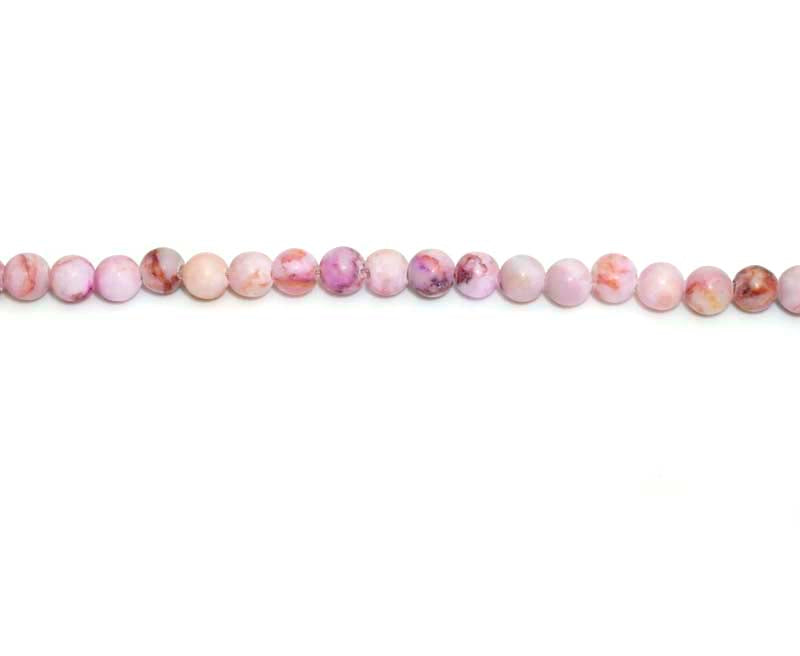 4mm Dyed Pink Matrix Stone Round Matt Beads