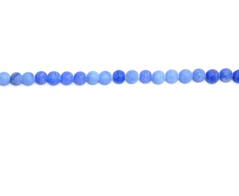 4mm Dyed Blue Quartz Round Matt Beads