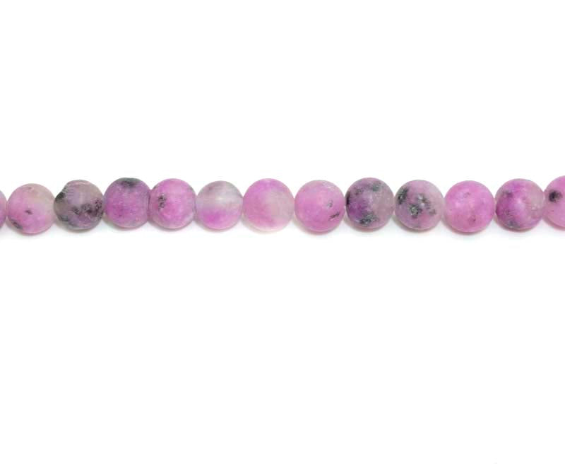 6mm Dyed Purple Kiwi Round Matt Beads