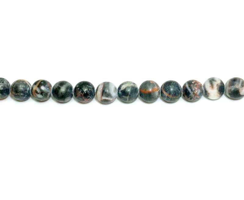 6mm Blue Matrix Jasper Round Matt Beads