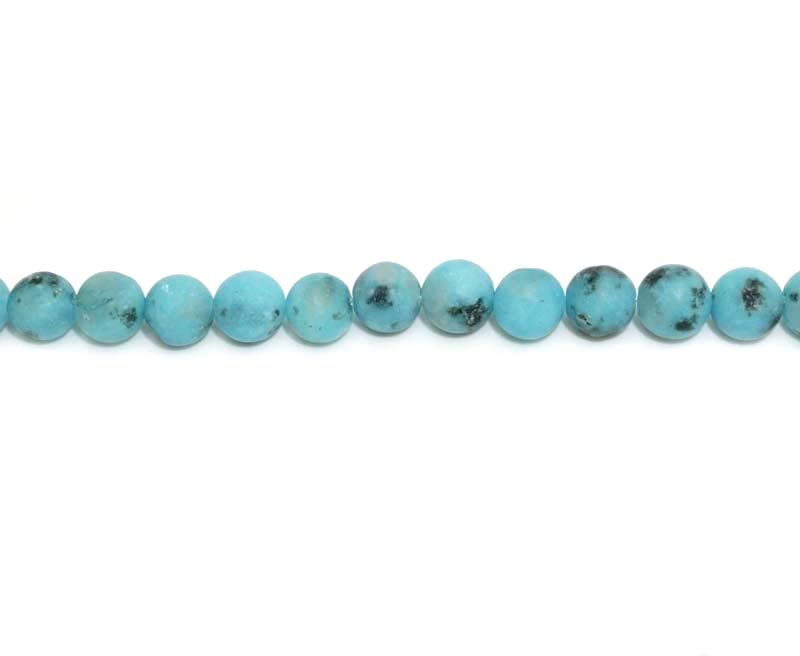 6mm Dyed Kiwi Aqua Round Matt Beads