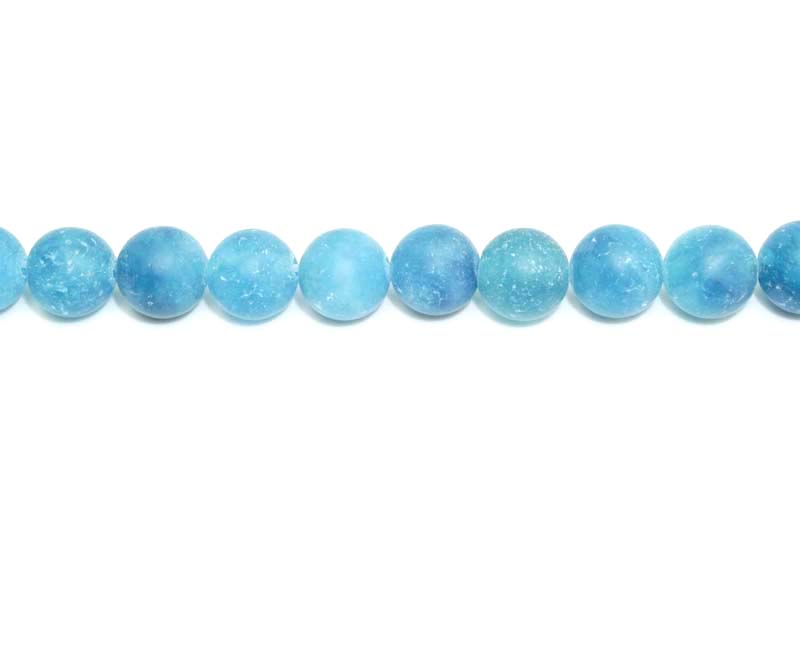 8mm Dyed Dark Blue Quartz Round Matt Beads
