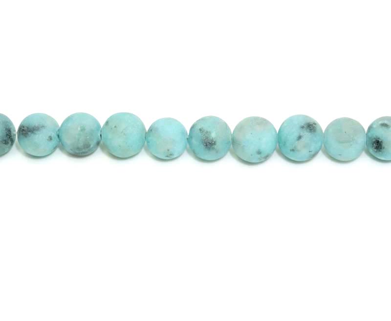 8mm Dyed Kiwi Aqua Round Matt Beads