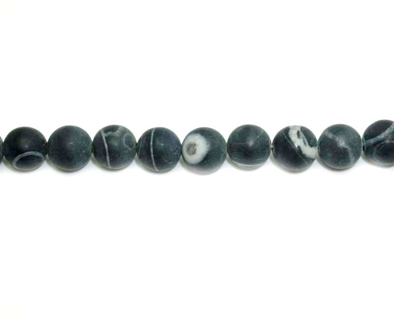 8mm Black/White Agate Round Matt Beads