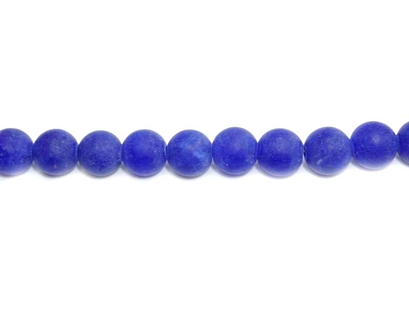 8mm Dyed Blue Quartz Round Matt Beads