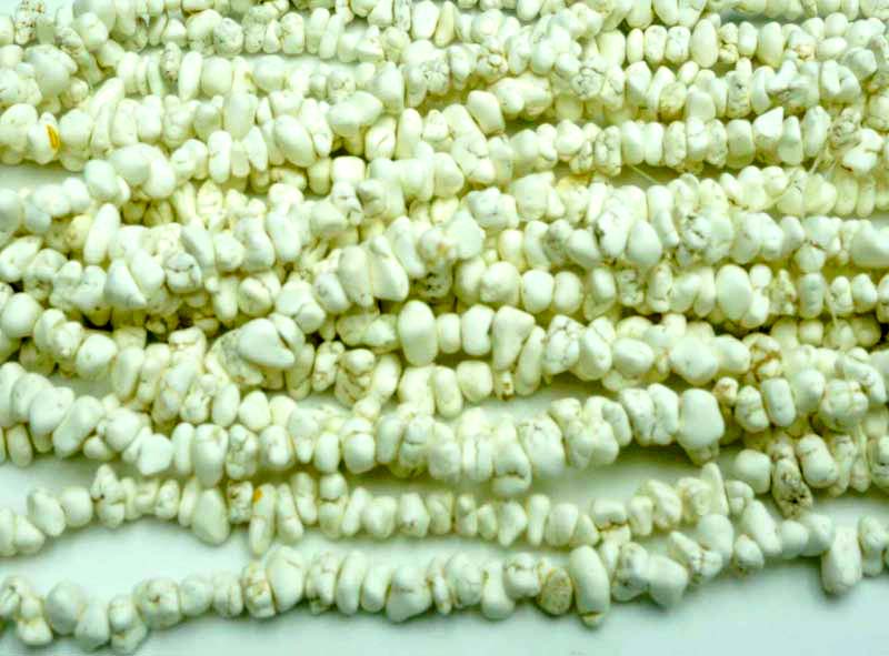 36 inch White Magnesite Chips Beads