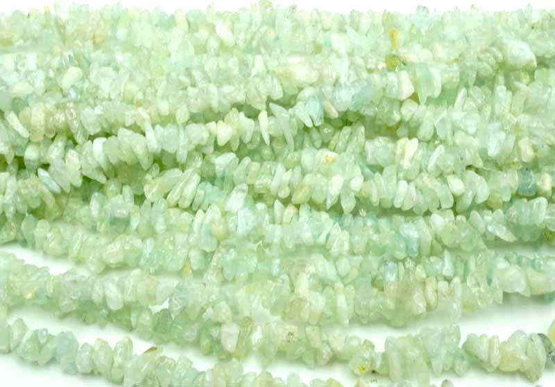 36 inch Aquamarine Chips Beads