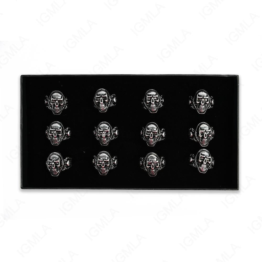 Zinc Alloy Skull Rings 12 Pc Box