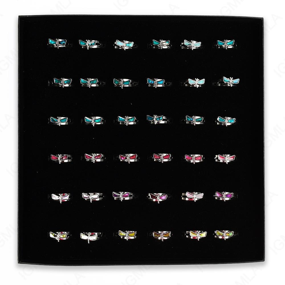 Paua Shell Mix Colors Dragon Fly Rings 36 Pc Box