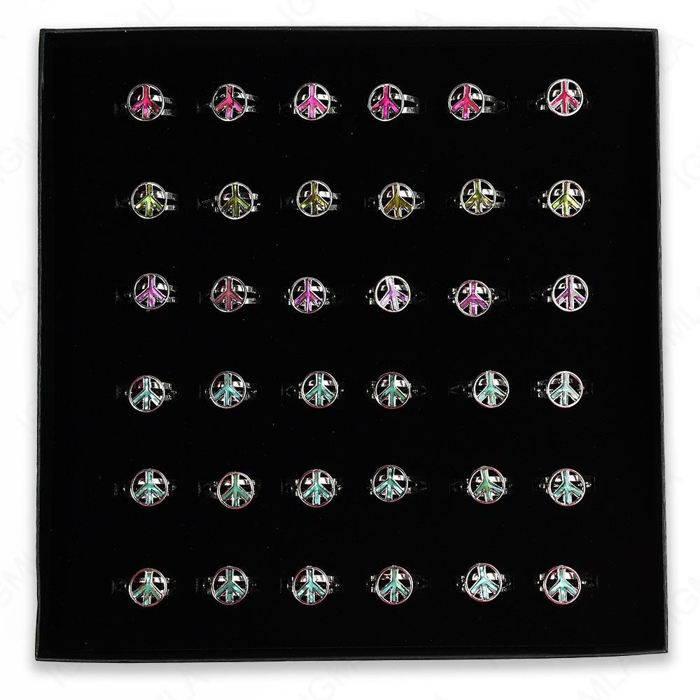 Paua Shell Sign Rings 36 Pc Box
