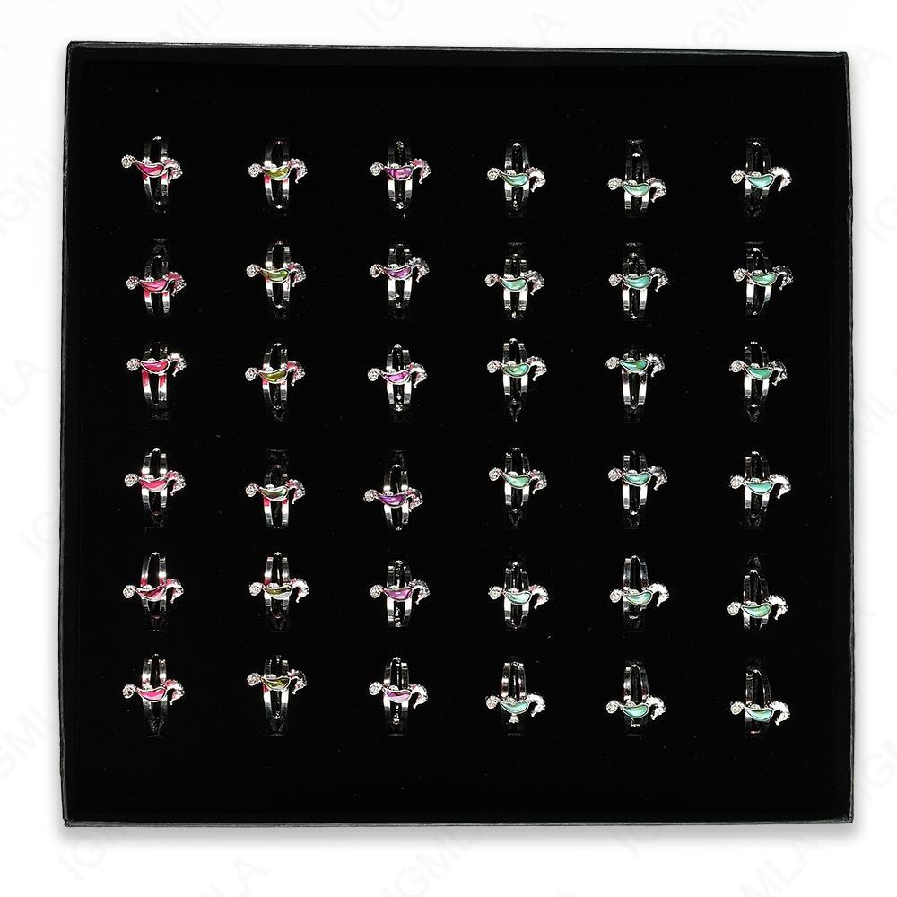 Paua Shell Sea Horse Rings 36 Pc Box