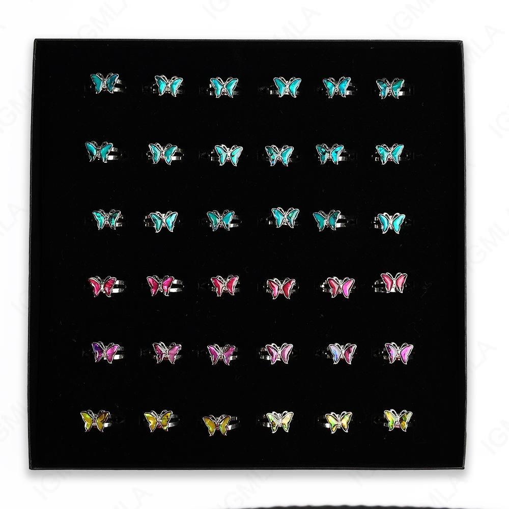 Paua Shell Mix Colors Butter Fly Rings 36 Pc Box