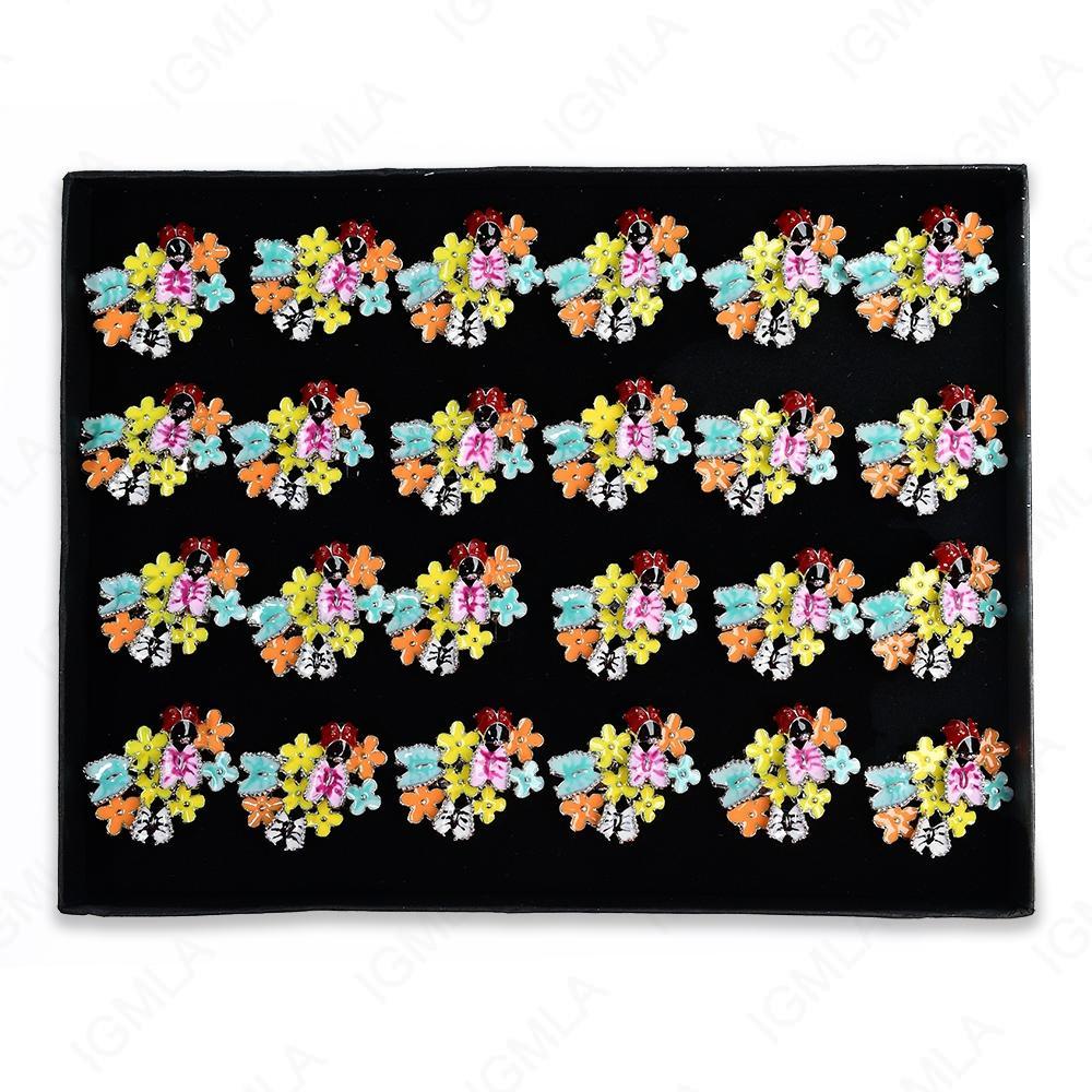 Imitation Butter Fly-Lady Bug Rings 24 Pc Box
